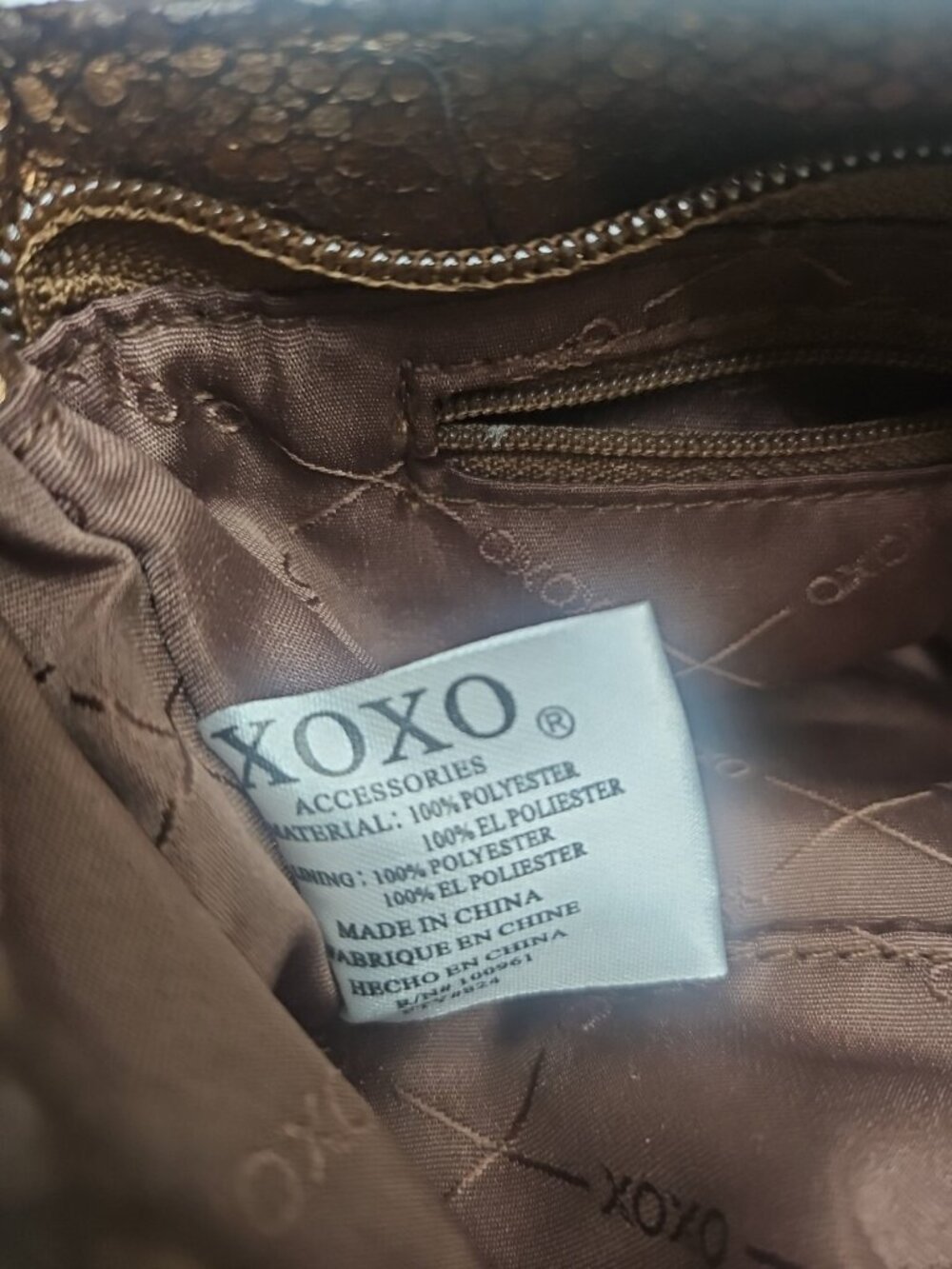 XOXO Y2K Metallic Bronze Mini Shoulder Bag Baguette Ruched Purse McBling - Picture 5 of 11